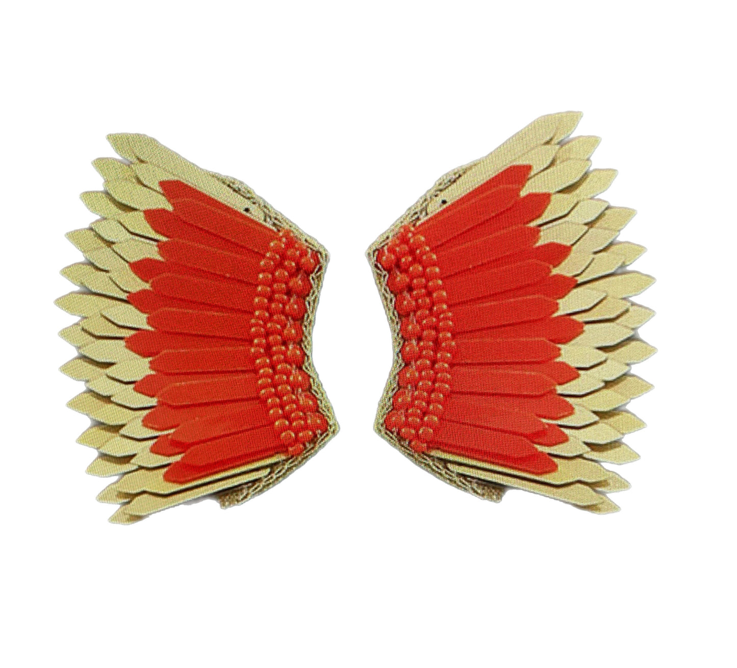 Orange wing earrings