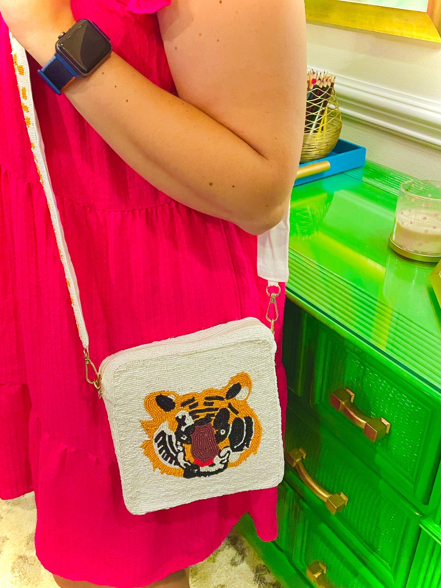 Beaded tiger purse