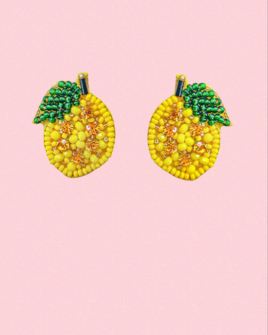 Lemon Beaded Earrings